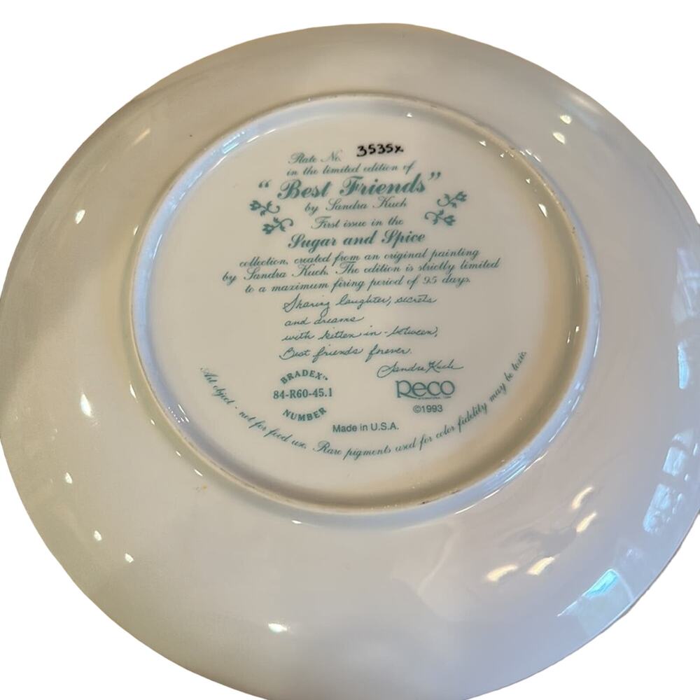 BEST FRIENDS BY SANDRA KUCK #1 FIRST ISSUE SUGAR AND SPICE PLATE 1993 - Picture 2 of 4